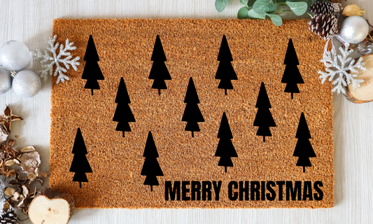 Merry Christmas Tree Door Mat