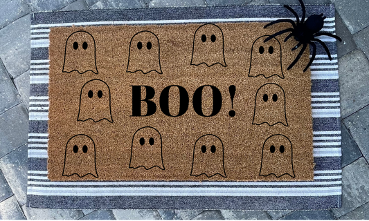 Boo Black Ghost Door Mat