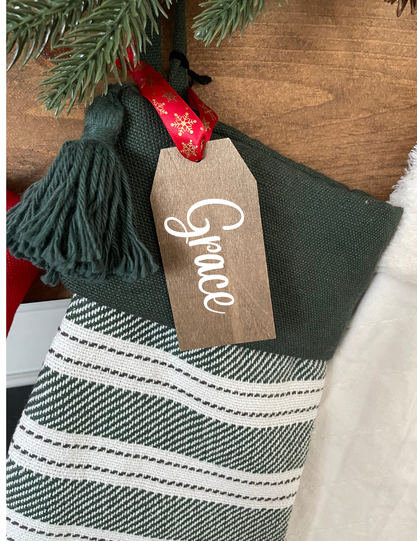 Wooden Stocking Name Tags